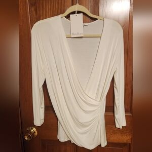 MaxMara Cream Draped Women's Top